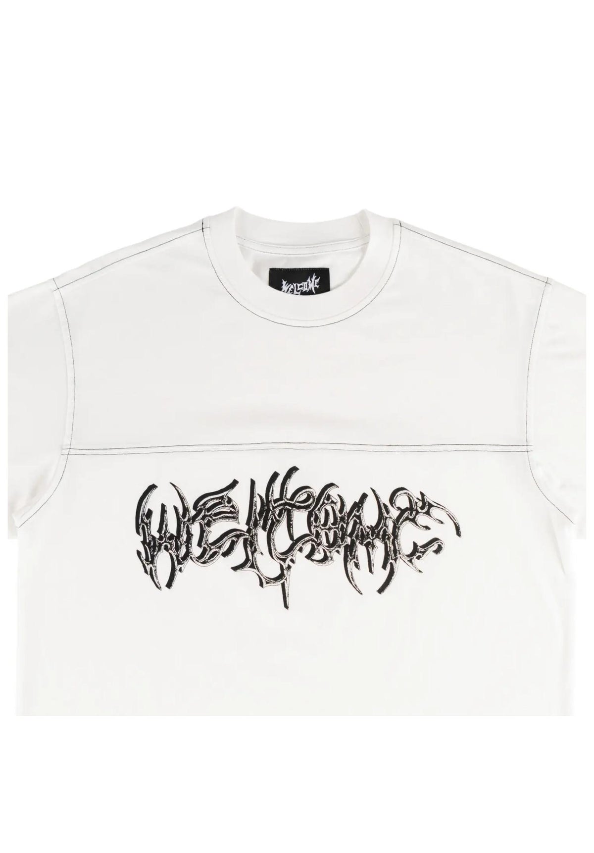 Welcome Spire Boxy Contrast Stitch Football T-Shirt white-black – Rückenansicht