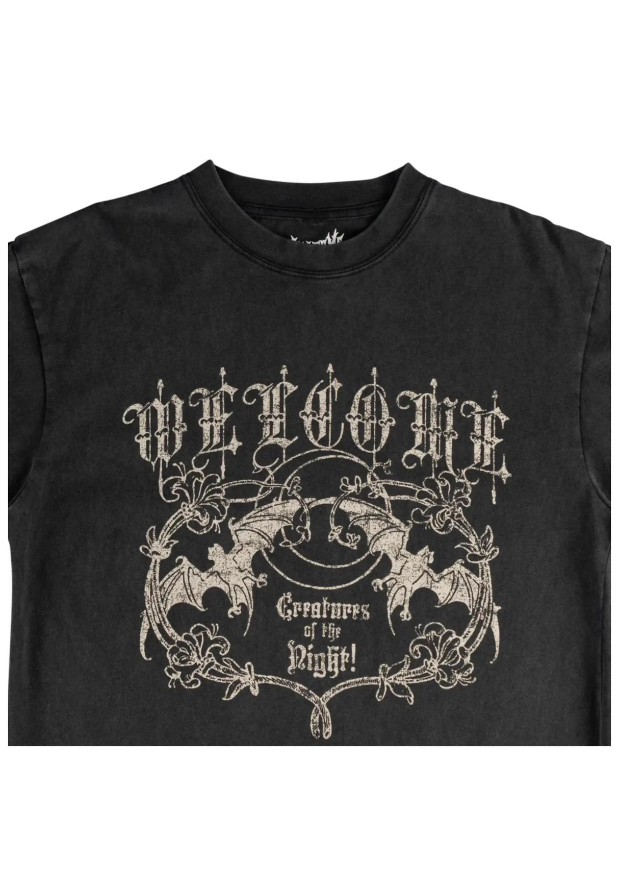 Welcome Night Creature Boxy Garment-Dyed Enzyme-Washed T-Shirt vintage-black – Rückenansicht