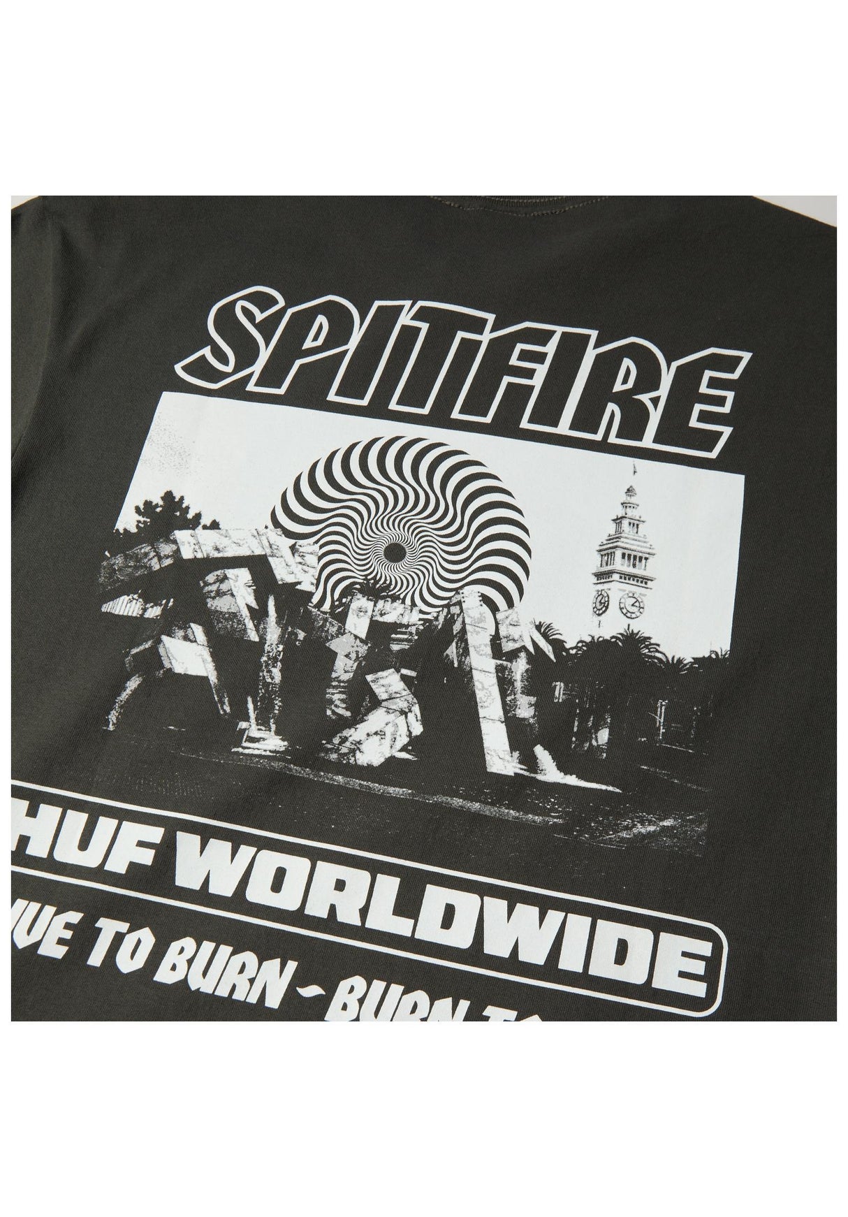 HUF x Spitfire Burn Heavyweight T-Shirt washedblack – Detailansicht 2