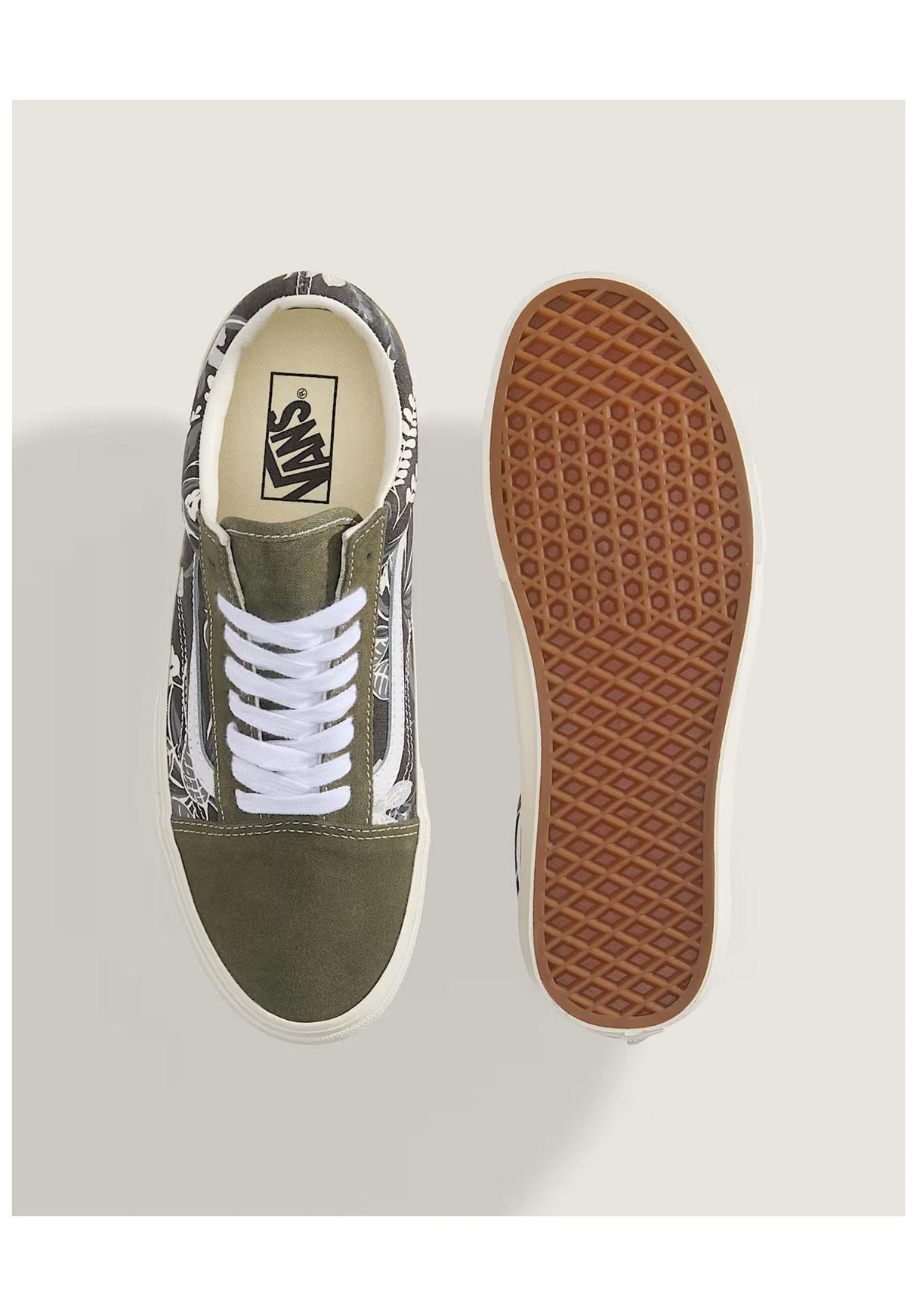 Vans Old Skool Schuhe Mädels floral-olive – Detailansicht 1