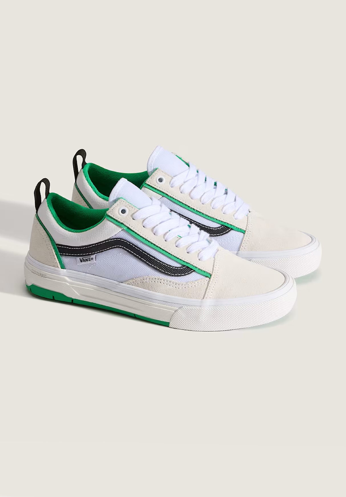 Skate Old Skool Wafflecup white-green Rueckenansicht
