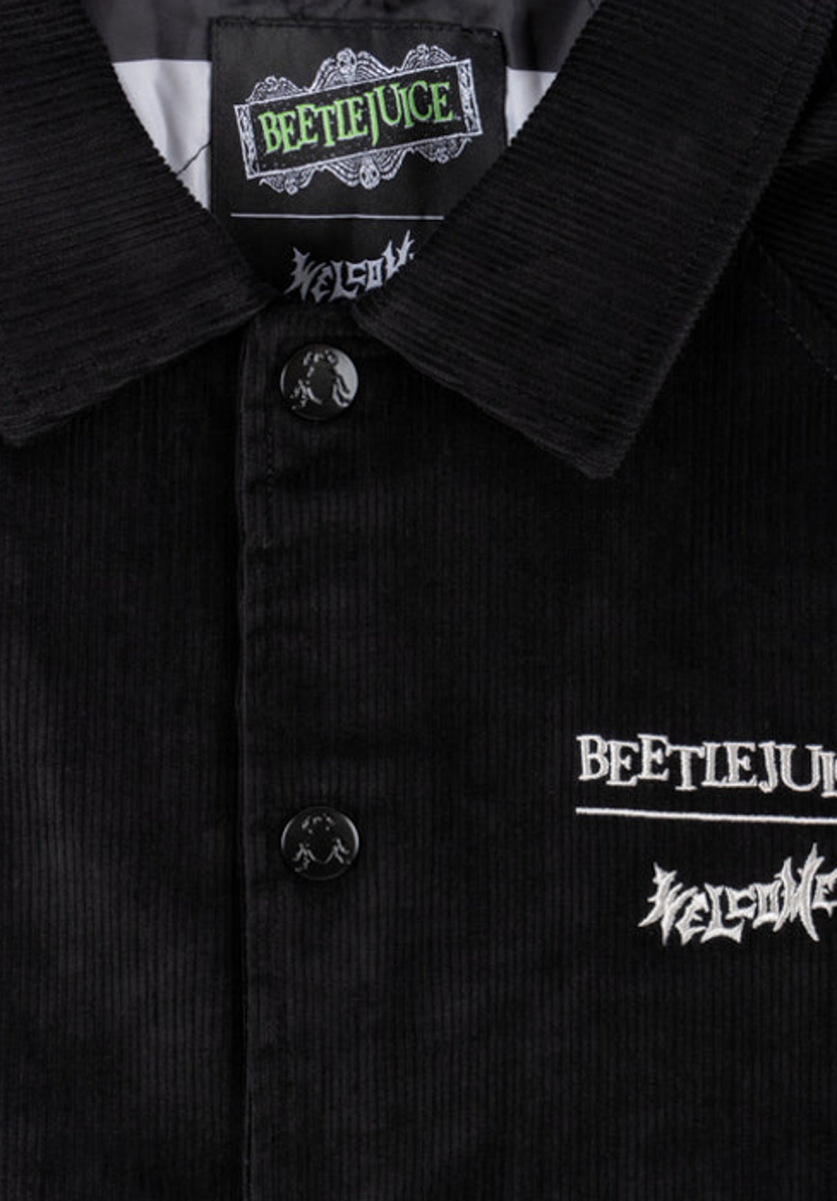 x Beetlejuice Sandworm Corduroy Coaches Jacket black Closeup2