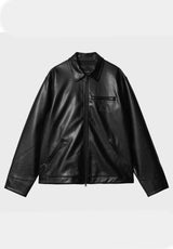 Carhartt WIP Detroit Leather Übergangsjacke black – Vorderansicht
