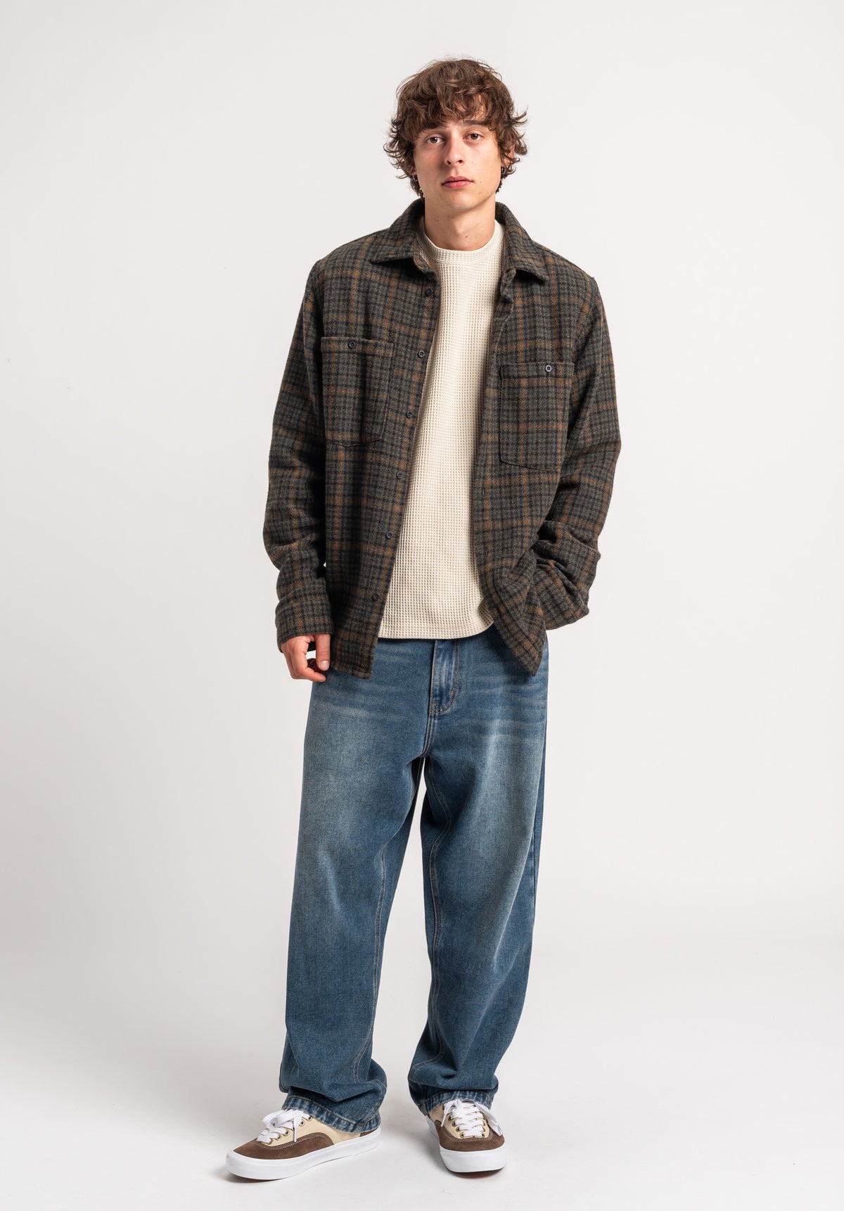 TITUS Willy Hemd-Langarm navy-green checked – Oberansicht