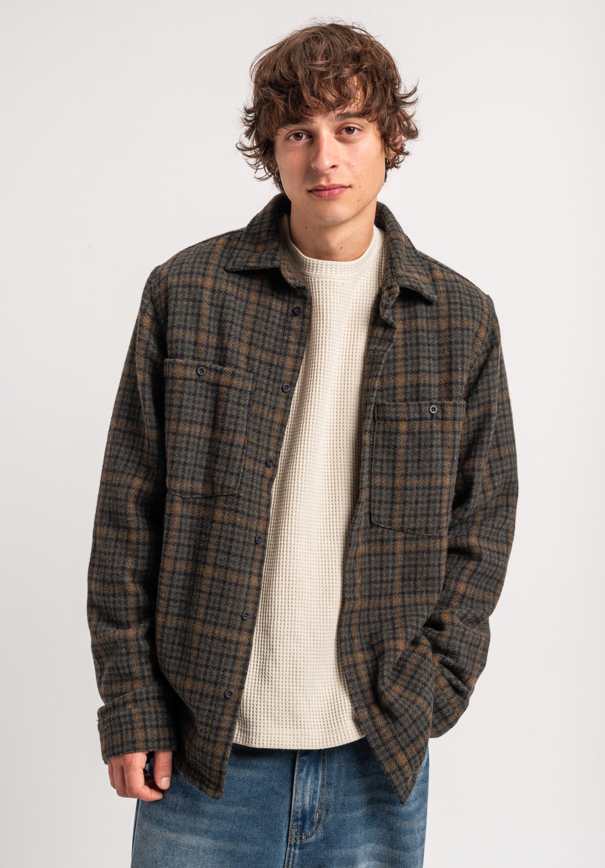 TITUS Willy Hemd-Langarm navy-green checked – Rückenansicht