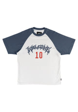Welcome Dugout Boxy Raglan With Fabric Patch T-Shirt white-navy – Vorderansicht