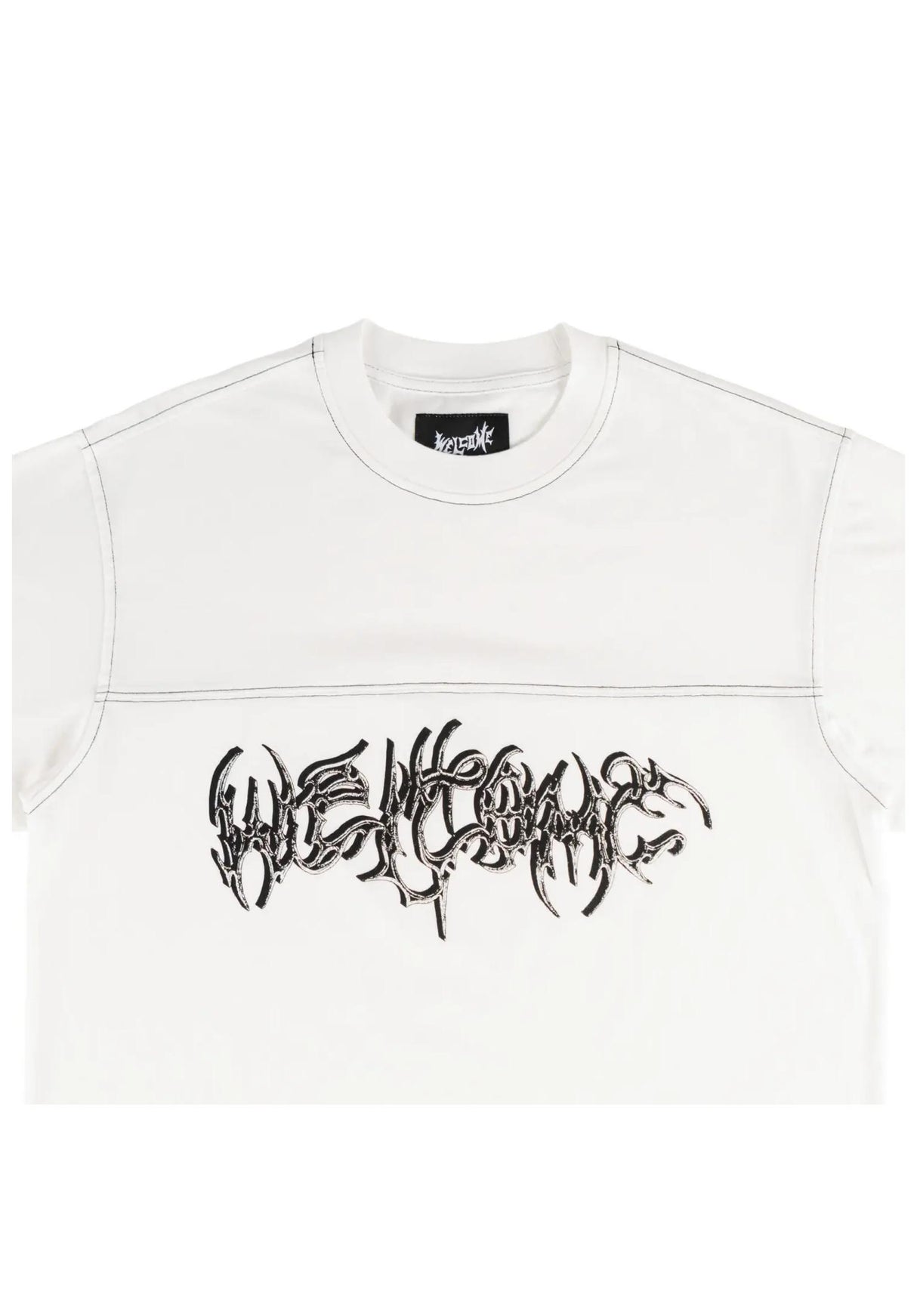 Welcome Spire Boxy Contrast Stitch Football T-Shirt white-black – Rückenansicht