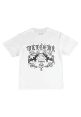 Welcome Night Creature Boxy Garment-Dyed Enzyme-Washed T-Shirt white – Vorderansicht