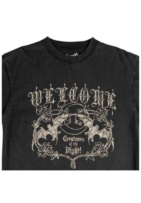Welcome Night Creature Boxy Garment-Dyed Enzyme-Washed T-Shirt vintage-black – Rückenansicht