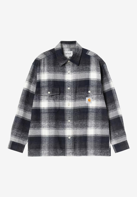 Carhartt WIP Esterson Hemd-Langarm estersoncheck-darknavy – Vorderansicht