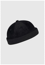 Cleptomanicx Brimless Cord Cap black – Vorderansicht