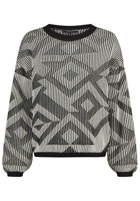 iriedaily Ribby Strickpullover black-white – Vorderansicht
