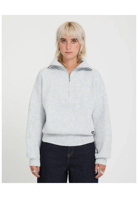 Volcom Voltrane Strickpullover boneheather – Vorderansicht