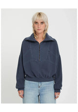 Volcom Reetrocity Quarter Zip Sweatshirt stormblue – Vorderansicht