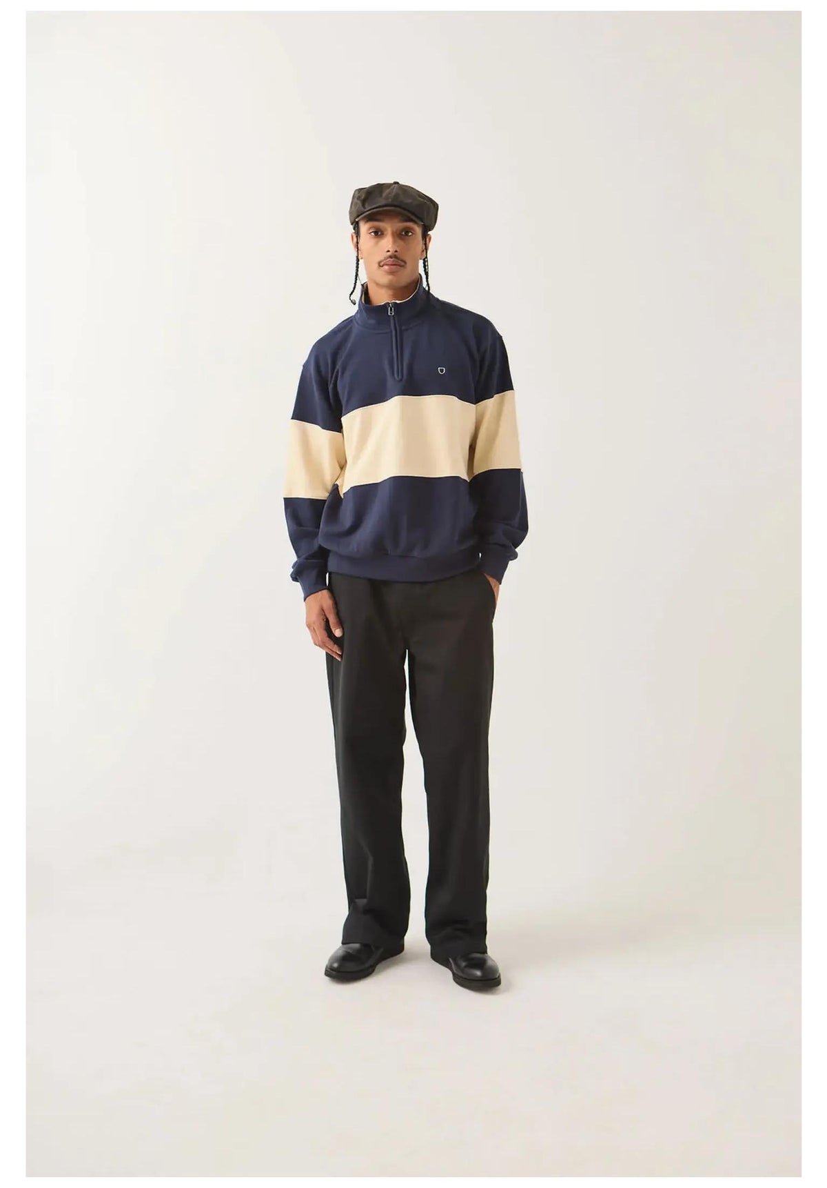 Brixton Danville Quarter Zip Fleece Sweatshirt navy-whitecap – Rückenansicht