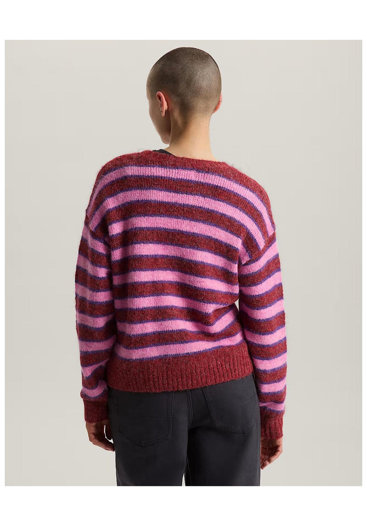 Vans Rollins Stripe Strickpullover poppyemberred-purplelicorice – Rückenansicht