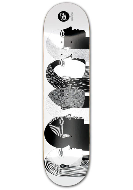 MOB-Skateboards Heads Deck white-black – Vorderansicht