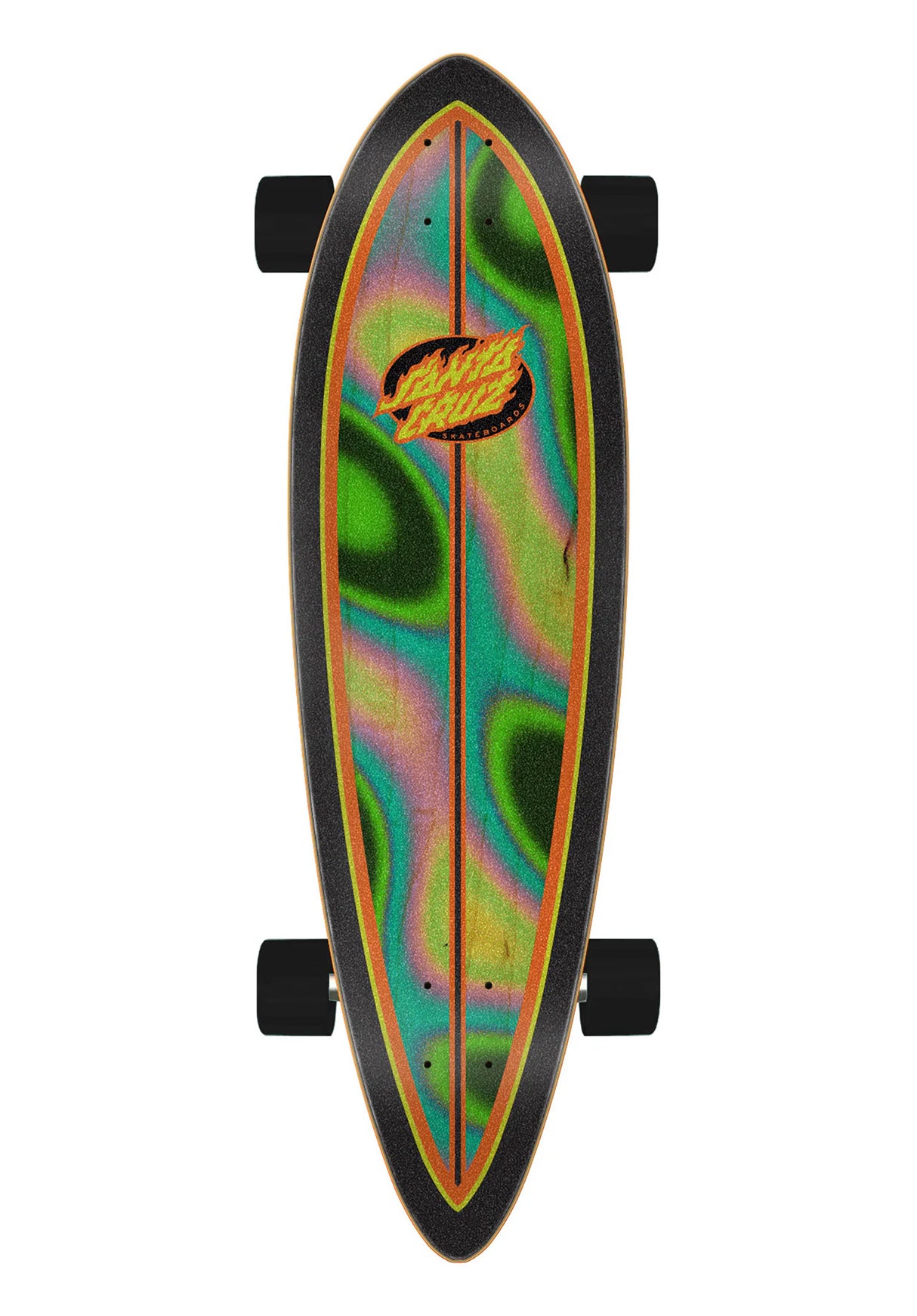Santa-Cruz Oval Flame Lava Dot Pintail Longboard-komplett multicolored – Rückenansicht