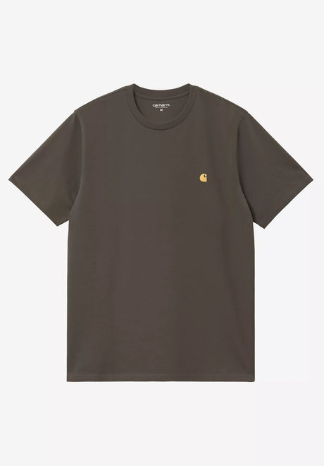 Carhartt WIP Chase T-Shirt shungite-gold – Vorderansicht