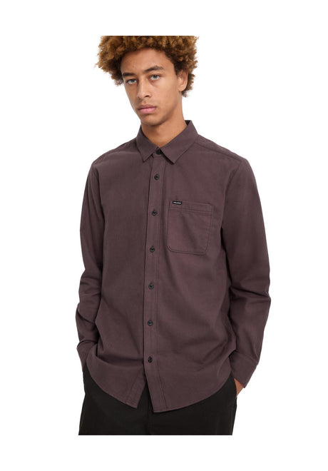 Volcom Caden Solid Hemd-Langarm raisin – Vorderansicht