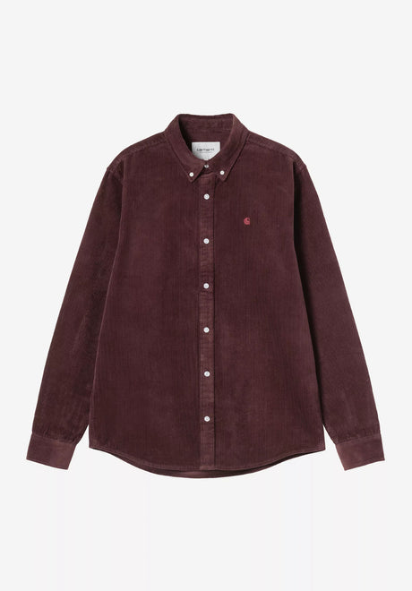 Carhartt WIP Madison Cord Shirt Hemd-Langarm amarone – Vorderansicht