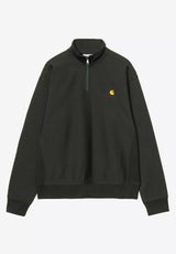 Carhartt WIP Half Zip American Script Sweatshirt raven – Vorderansicht