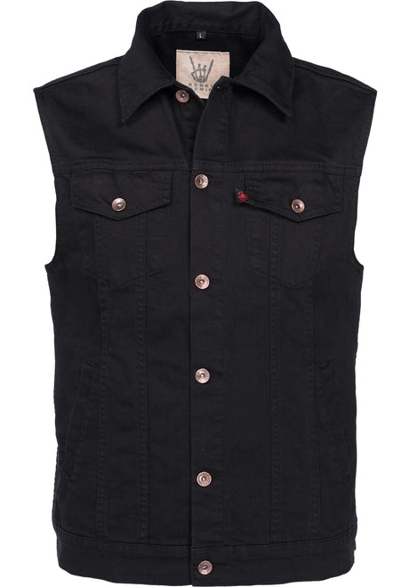 Rebel Rockers Jeansweste Weste black – Vorderansicht