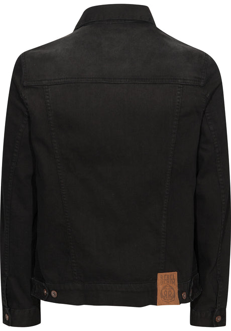 Rebel Rockers Jeansjacke Übergangsjacke black – Rückenansicht