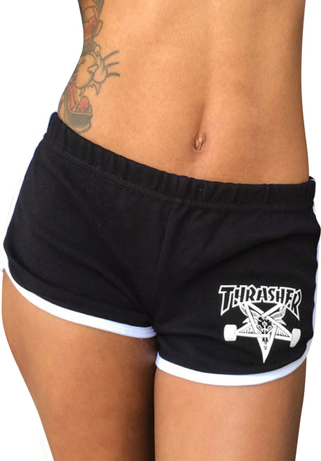 Thrasher Skategoat Night Shorts Girls Chino-/Sweatshort black-white – Vorderansicht