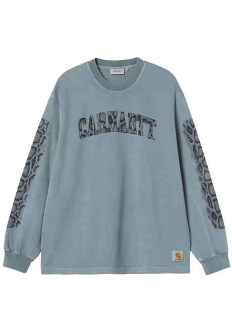 Carhartt WIP Camo Snake Longsleeve velvetbluegarmentdyed – Vorderansicht
