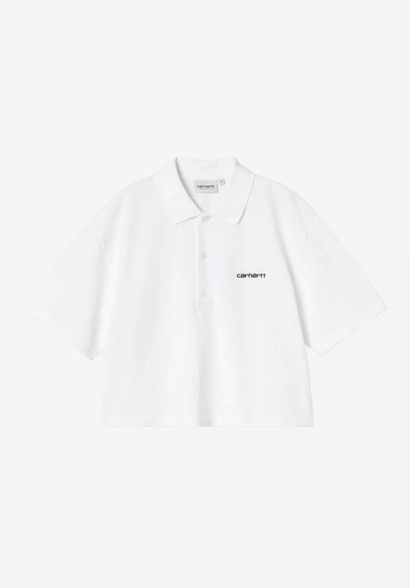 Carhartt WIP W' Carhartt Script Polo T-Shirt white-black – Vorderansicht