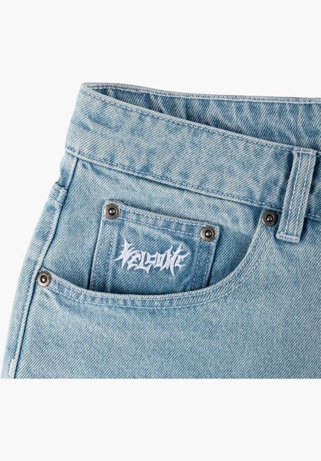 Welcome Linger Baggy Denim Jeans-Short washed-blue – Detailansicht 2