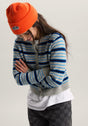 LX Dolly Stripe Cardigan cementheather-brightazure Vorderansicht