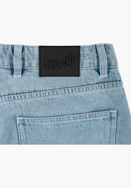 Welcome Linger Baggy Denim Jeans-Short washed-blue – Seitenansicht