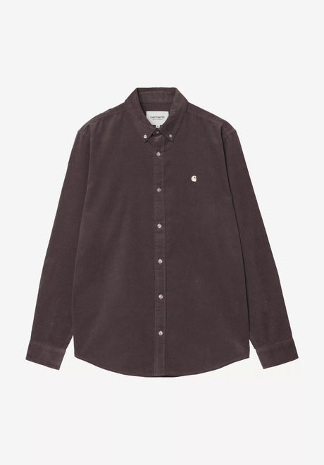 Carhartt WIP Madison Fine Cord Shirt Hemd-Langarm shale-wax – Vorderansicht