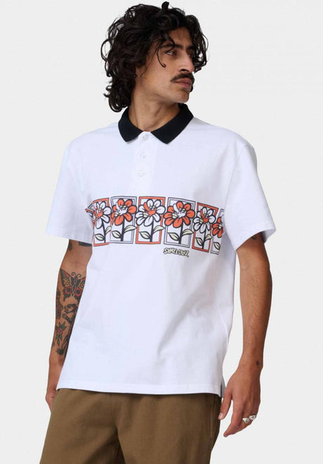 Santa-Cruz Delfino Flower Guys Polo-Shirt white – Vorderansicht