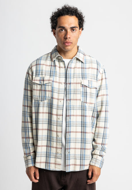 TITUS Roman Hemd-Langarm beige-checked – Rückenansicht