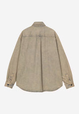 Tigan Shirt Jac blue-leathergarmentdyed Rueckenansicht