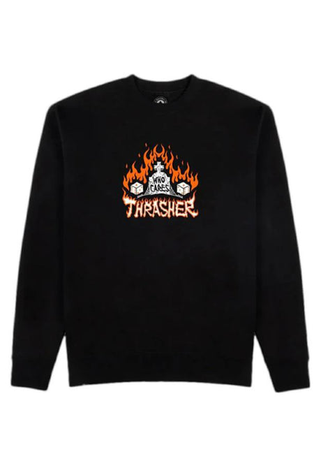 Thrasher Who Cares by Neckface Sweatshirt black – Vorderansicht