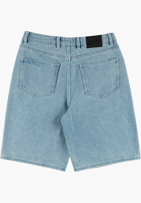Welcome Linger Baggy Denim Jeans-Short washed-blue – Rückenansicht