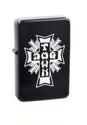 Ese Cross Flip Top Metal Lighter black-white Vorderansicht