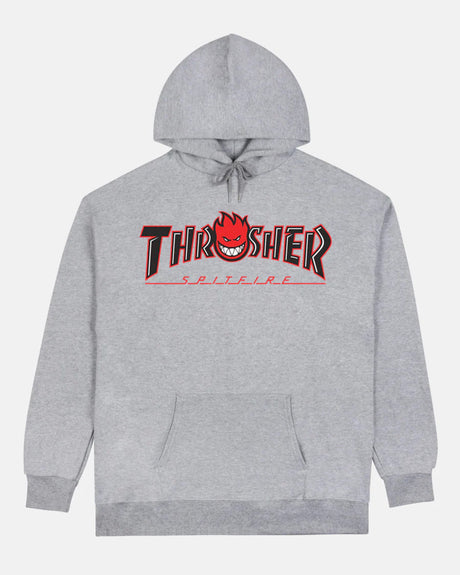 Thrasher x Spitfire - Big Head Outline Hoodie ash – Vorderansicht