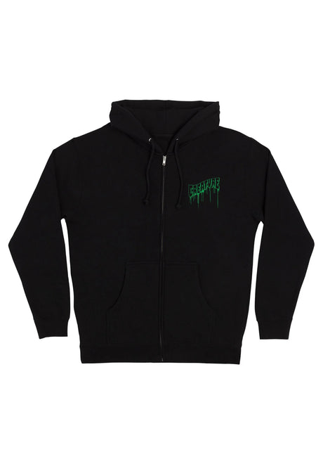 Creature Logo Outline Drip Heavyweight Zip-Hoodie black – Vorderansicht