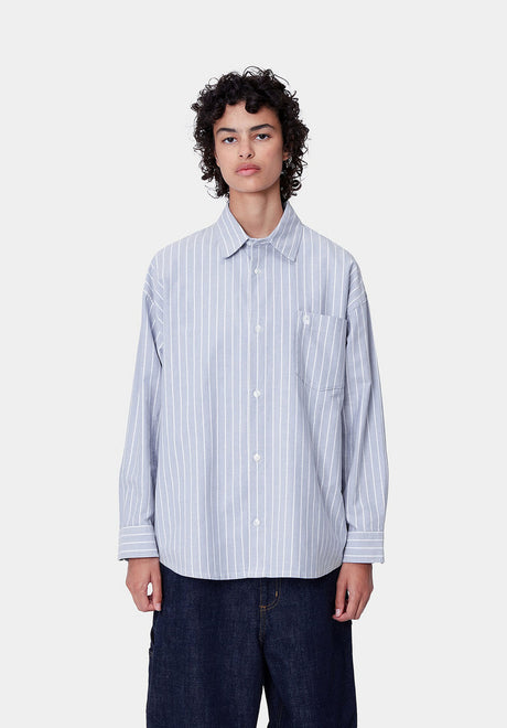 Carhartt WIP W' Dowlen Hemd-Langarm dowlenstripe-bleach-white – Vorderansicht