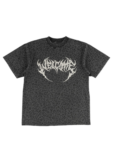 Welcome Fang T-Shirt vintage black / leopard – Vorderansicht