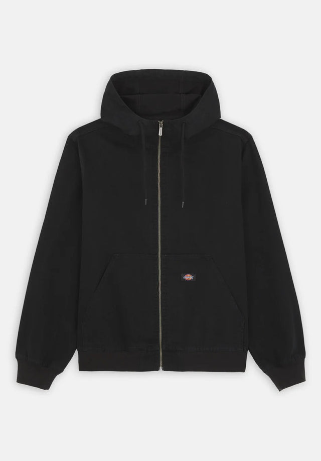 Unlined Canvas Hooded Bomber black Vorderansicht