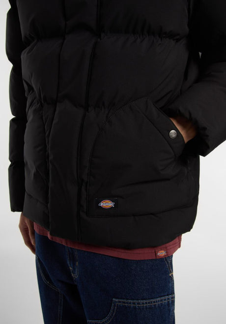 Eagleville Hooded Puffer black Closeup2