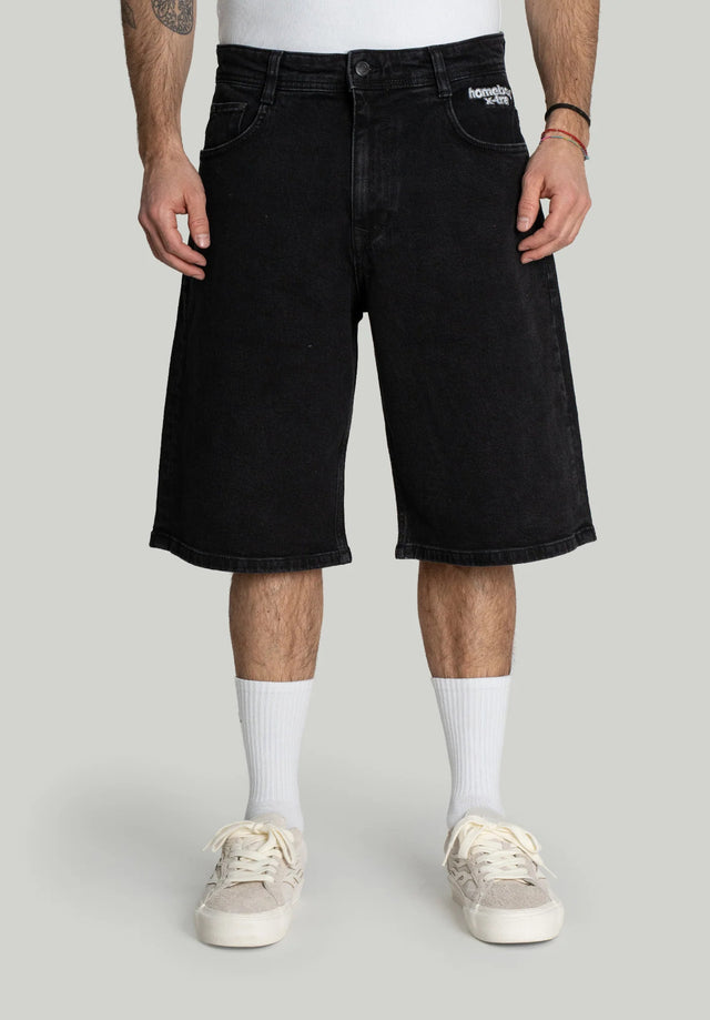 X-Tra Monster Denim Shorts washedblack Vorderansicht