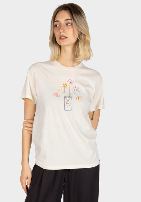 iriedaily Stitch Flowers T-Shirt undyed – Vorderansicht