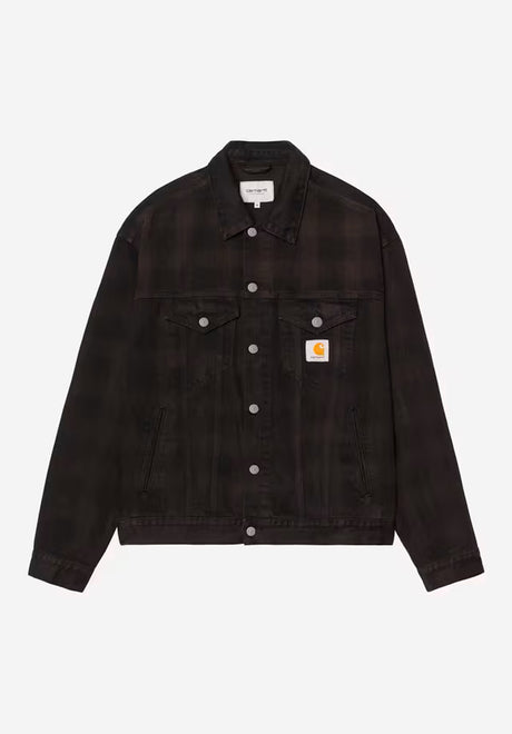 Carhartt WIP W' Everson Shirt Jac Übergangsjacke eversonprint-blackstonewashed – Vorderansicht